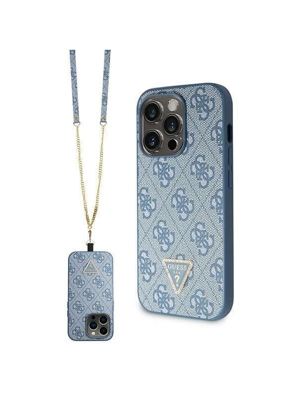 Guess Guess GUHCP15LP4TDSCPB iPhone 15 Pro 6.1" niebieski/blue hardcase Crossbody 4G Metal Logo