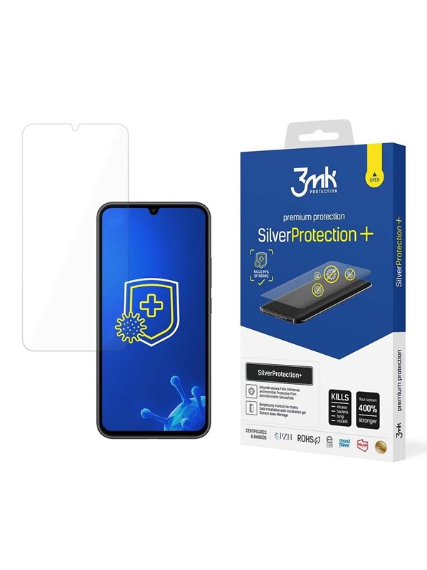 3mk Screen Protector for Samsung Galaxy A34 5G Antibacterial Screen Protector for Gamers from the Silver Protection+ Series