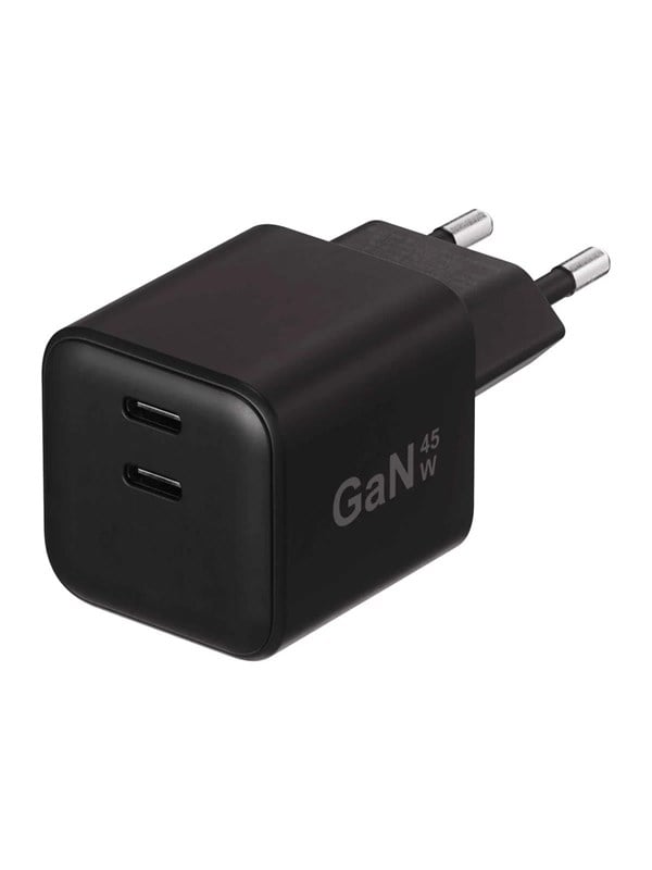 X2O 45W Dual Home Charger USB-C/C GaN - Black - Køb til DKK 159 - Spar 22%