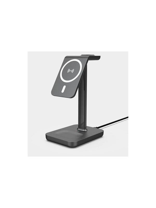 eSTUFF - Trådløs opladningsstander - 15 Watt - 3 A - PD 3.0 - aluminium, hvid - for Apple AirPods AirPods Pro iPhone 12, 13 Watch