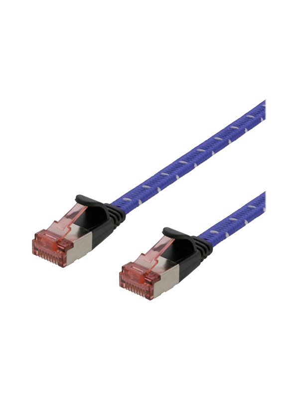 DELTACO Tough Flat CAT.6A U/FTP Patch Cable, 28AWG, 1.5m, blue