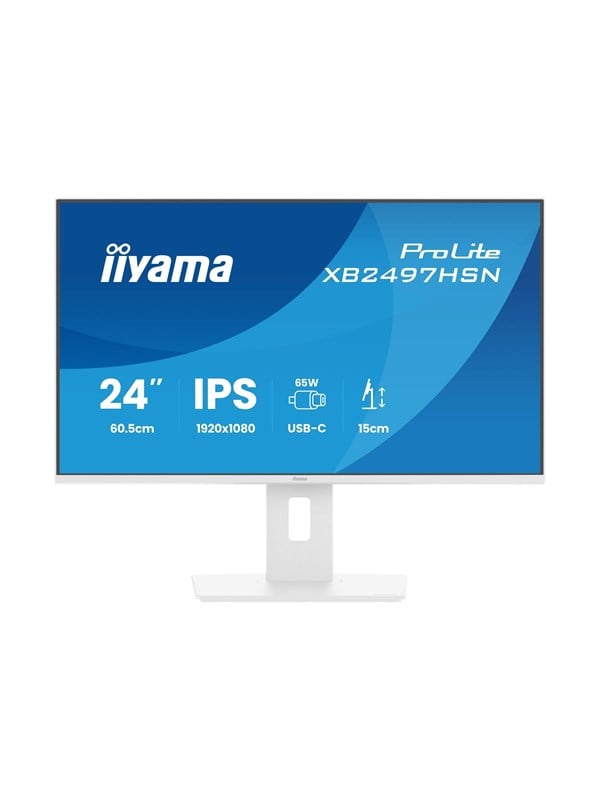 iiyama ProLite XB2497HSN-W1 24" IPS 1920 x 1080 (Full HD) HDMI DisplayPort USB-C 100Hz Dockingskærm