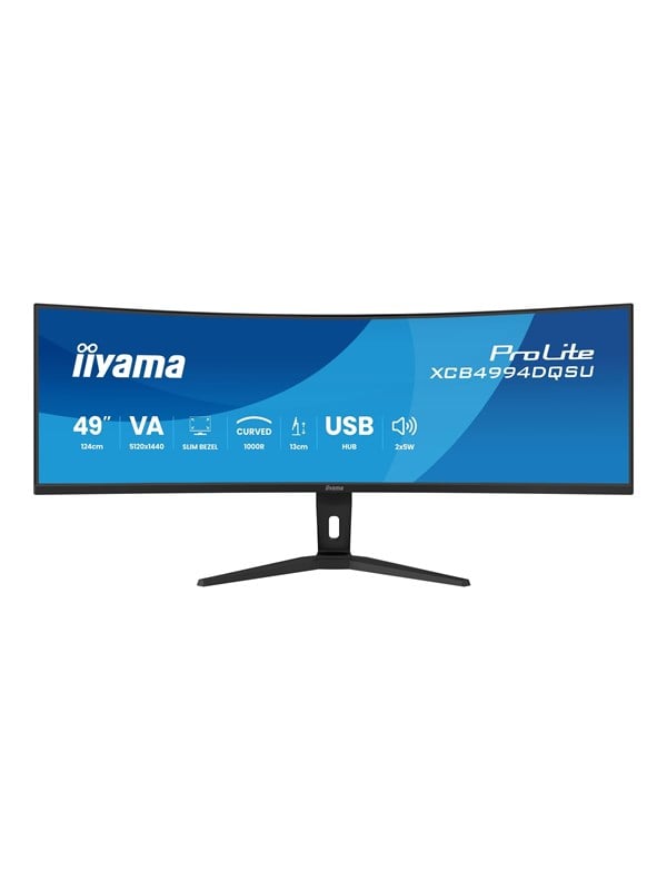 iiyama ProLite XCB4994DQSU-B1 49" buet Dual QHD skærm med 120 Hz, VA-panel og USB-hub