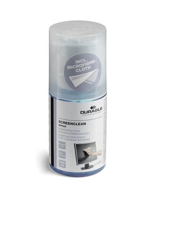 Durable SCREENCLEAN 200 ml Pumpespray med klud