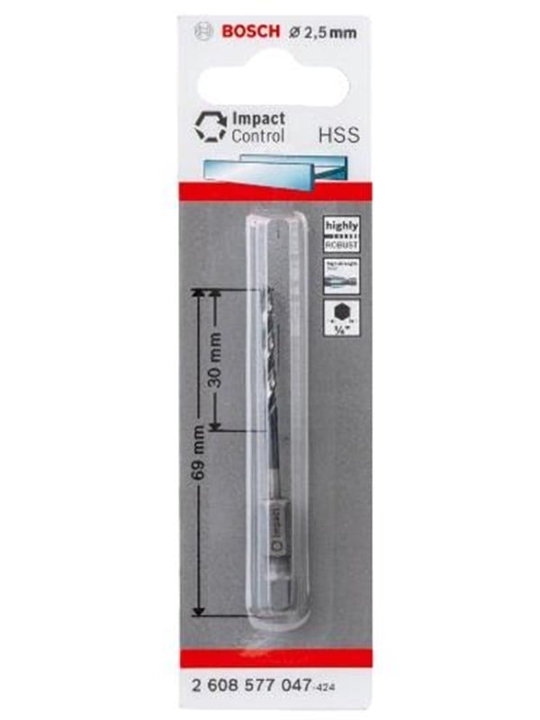 Bosch metal spiralbor 2,50 mm samlet længde 69 mm DIN 338 (1 stk.) 2608577047