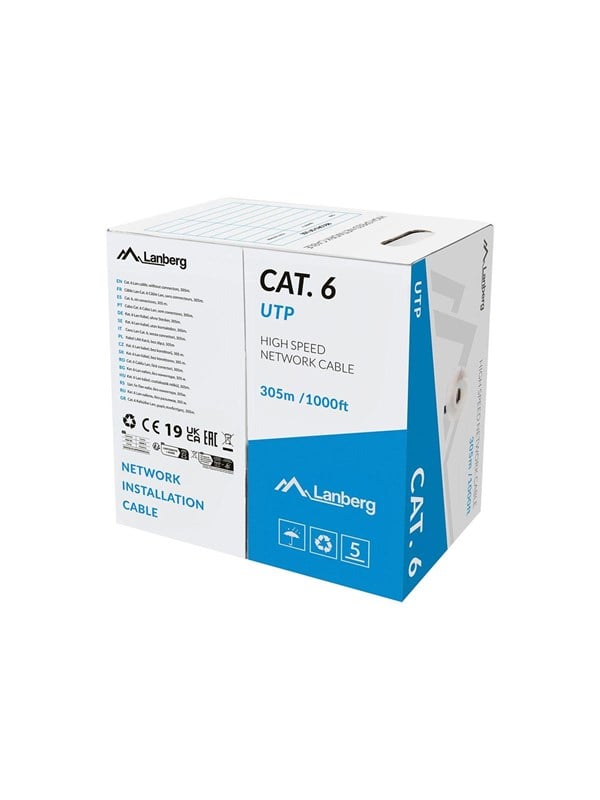 Lanberg LCU6L-11CU-0305-S Cat6 U/UTP netværkskabel 305 m rund grå uden stik