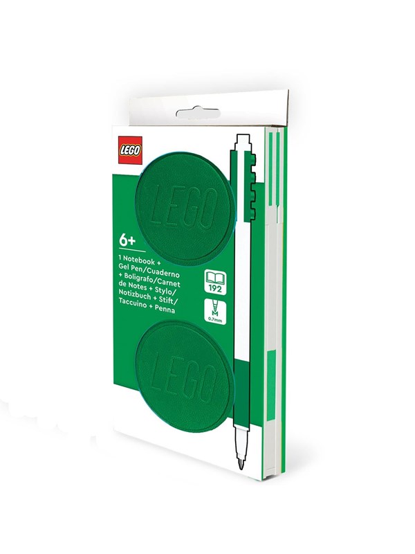 LEGO 4003064-53697 ® Locking Notebook 1x2 Klods Design m/Gel Pen 192p, GRØN
