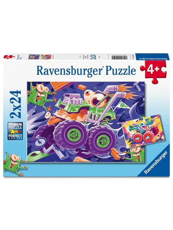 Ravensburger Puslespil - 2x24 Brikker - Monster Trucks
