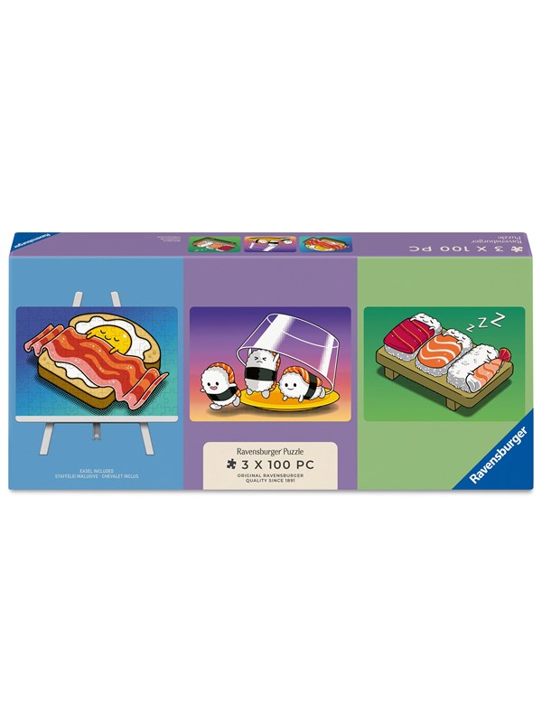 Ravensburger Kawaii Breakfast, Lunch & Dinner 100 brikker 3x100 brikker