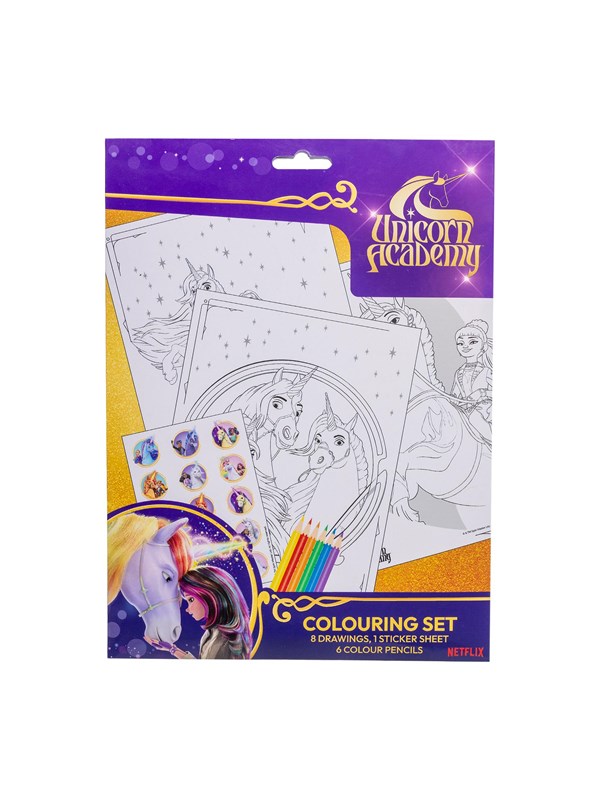 Unicorn Academy Coloring set w/6 col. pencils