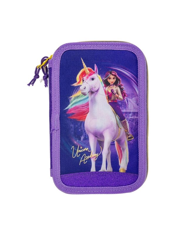 STOR Unicorn Academy - Fyldt dobbelt penalhus - 19,5 x 12,5 x 5 cm