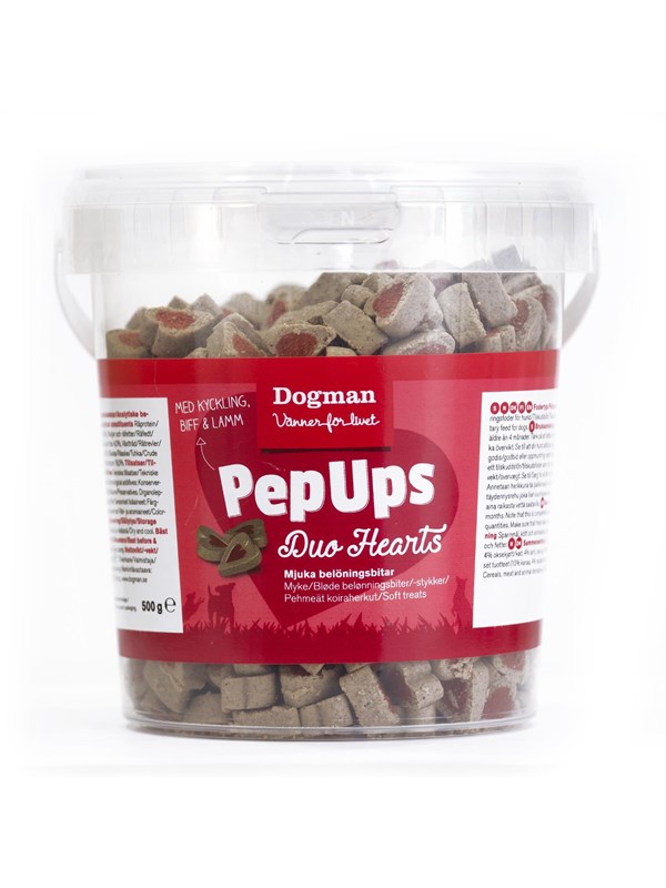 Dogman PepUps Duo Hearts 3-smags hundegodbidder 500g