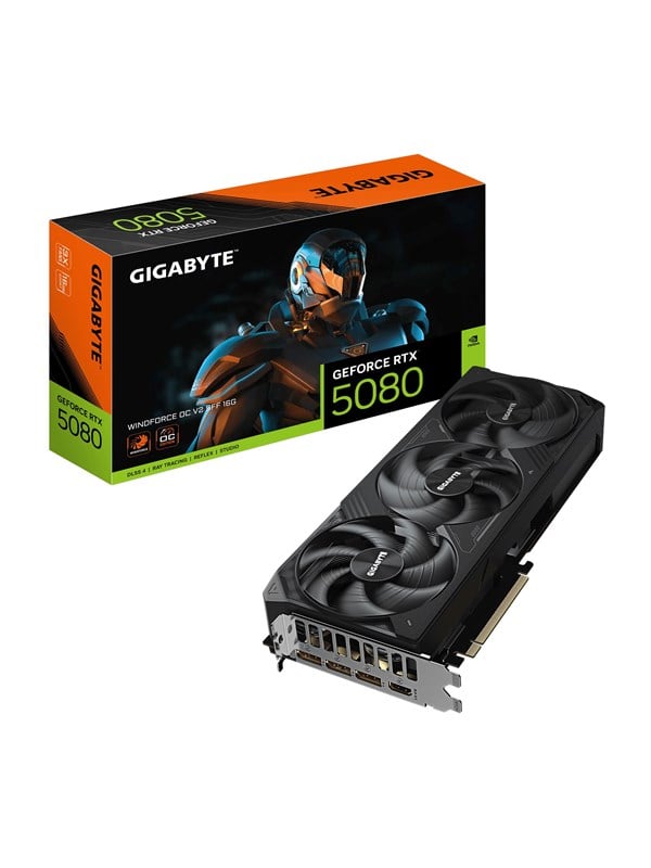 GIGABYTE GeForce RTX 5080 WindForce 3 OC V2 - 16GB GDDR7 RAM - Grafikkort