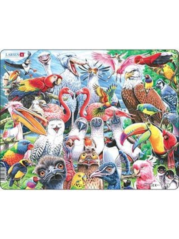 Larsen Puzzles Happy Birds Jigsaw Puzzle - 115 pieces Maxi (36.5 x 28.5 cm) 2D Puslespil