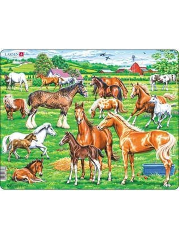 Larsen Puzzles Beautiful Horses Jigsaw Puzzle - 33 pieces Maxi (36.5 x 28.5 cm) 2D Puslespil
