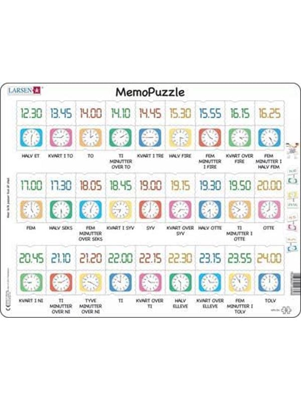 Larsen Puzzles "Learn to Tell Time" Puzzle - 54 pieces Maxi (36.5 x 28.5 cm) 2D Puslespil