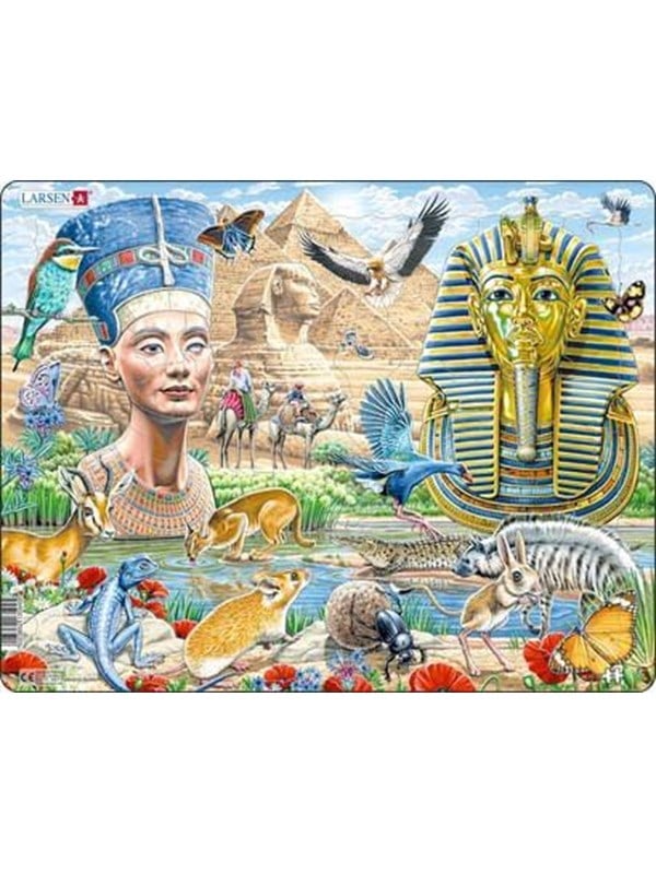 Larsen Puzzles Sphinx and Pyramids Jigsaw Puzzle - 85 pieces Maxi (36.5 x 28.5 cm) 2D Puslespil