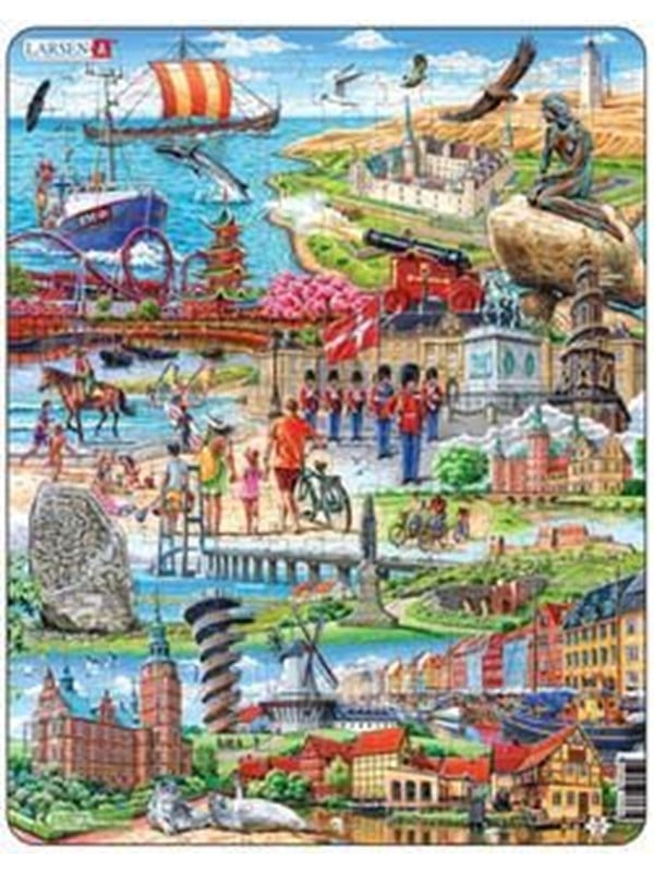 Larsen Puzzles Denmark Attractions Jigsaw Puzzle - 140 pieces Maxi (36.5 x 28.5 cm) 2D Puslespil