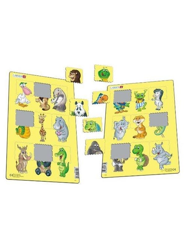 Larsen Puzzles Animal Match-2 Puzzle (Assorted) - 9 pieces Midi (28.5 cm x 18.3 cm) 2D Puslespil