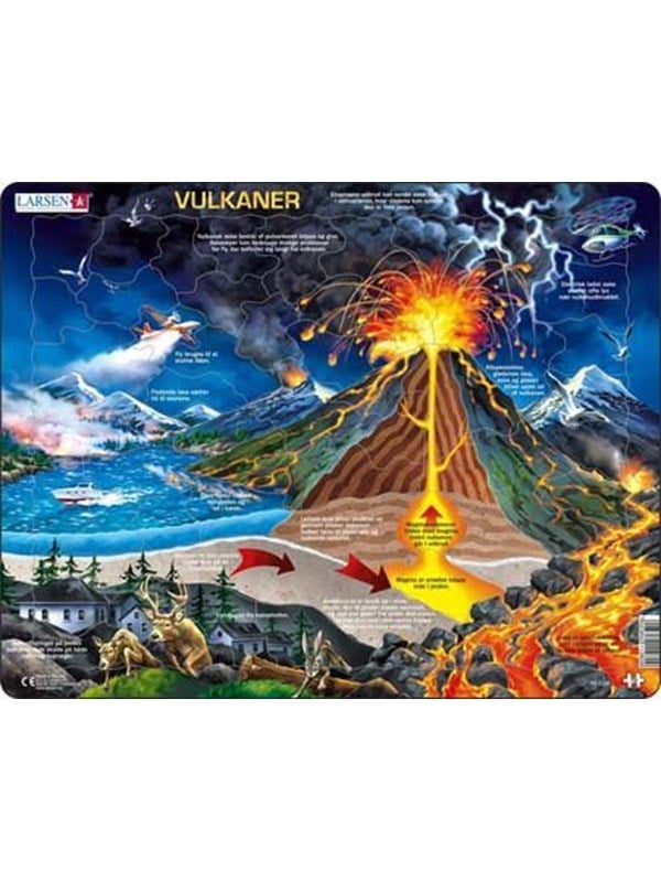 Larsen Puzzles Volcanoes Jigsaw Puzzle - 70 pieces Maxi (36.5 x 28.5 cm) 2D Puslespil