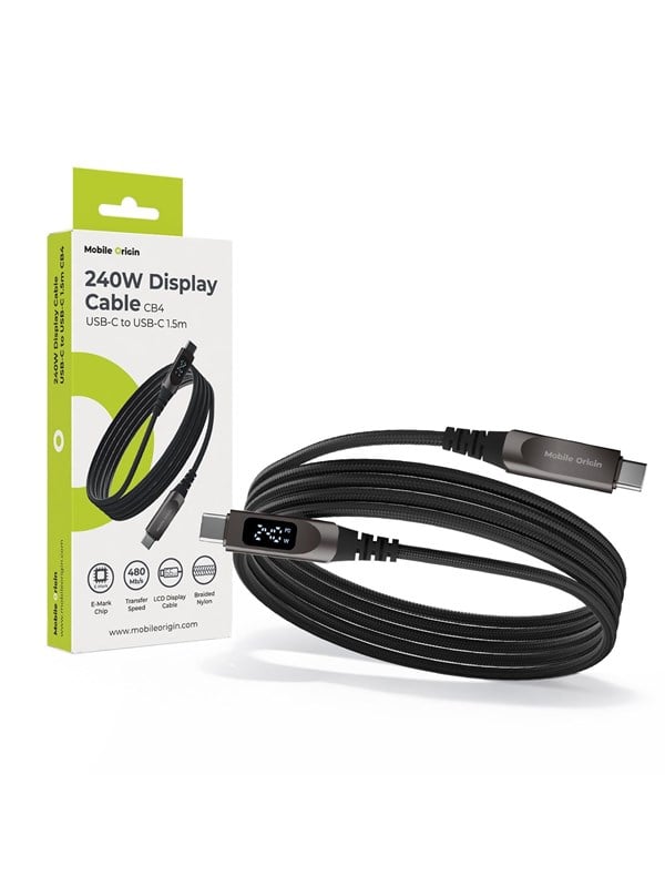 Mobile Origin CB4 240W Display Cable USB-C to USB-C 1.5m