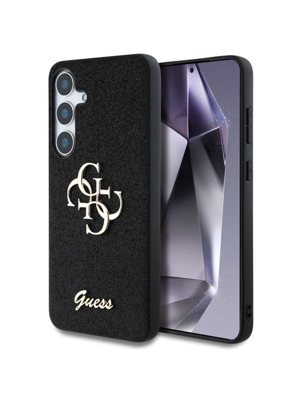 GUESS Fixed Glitter Big 4G Metal Logo case for Samsung Galaxy S25 Plus black
