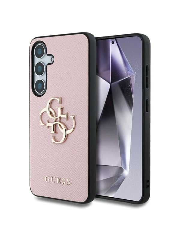 GUESS Grained Big 4G Logo Small Classic Logo case for Samsung Galaxy S25 pink