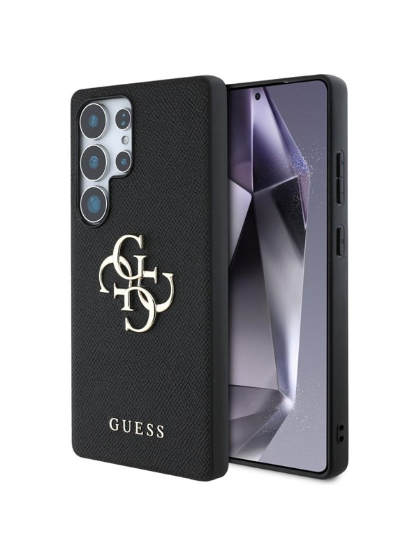 GUESS Grained Big 4G Logo Small Classic Logo case for Samsung Galaxy S25 Ultra black
