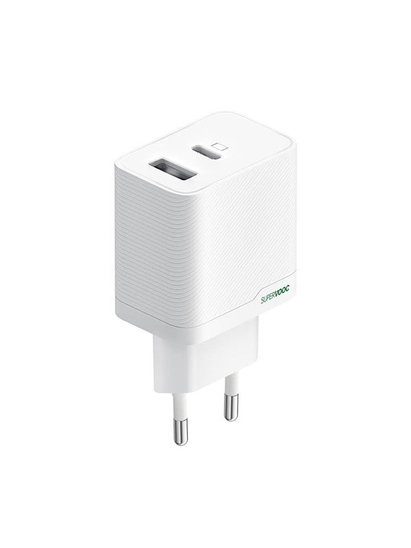 OPPO SUPERVOOC 45W Dual-Port Charger (White), OSAB4CB4AE