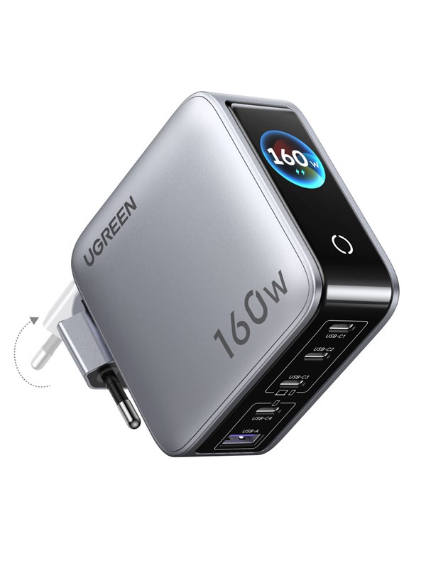 UGREEN Nexode Pro 160W 5-Port GaN Fast Charger with Smart Display (Incl. USB-C Cable)