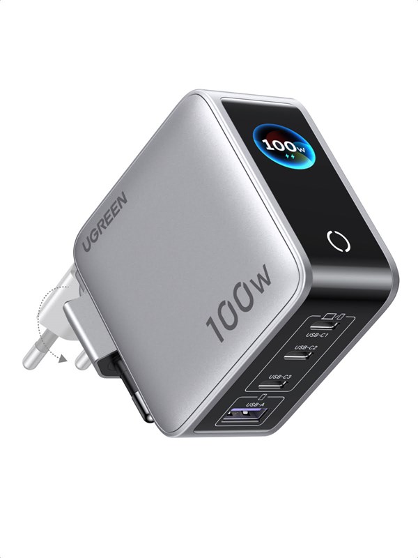 UGREEN Nexode Pro 100W 4-Port GaN Fast Charger with Smart Display (Incl. USB-C Cable)