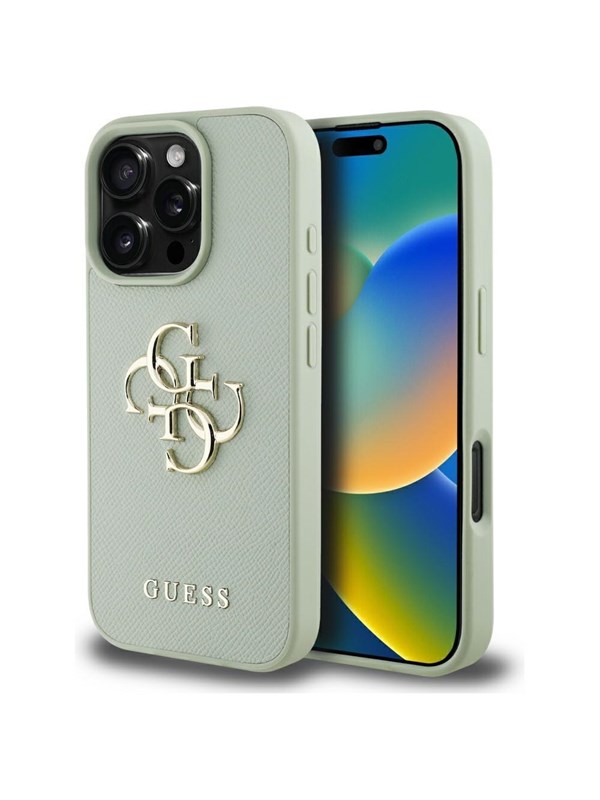 Guess Etui Guess Grained Big 4G Logo Small Classic Logo do iPhone 16 Pro zielony