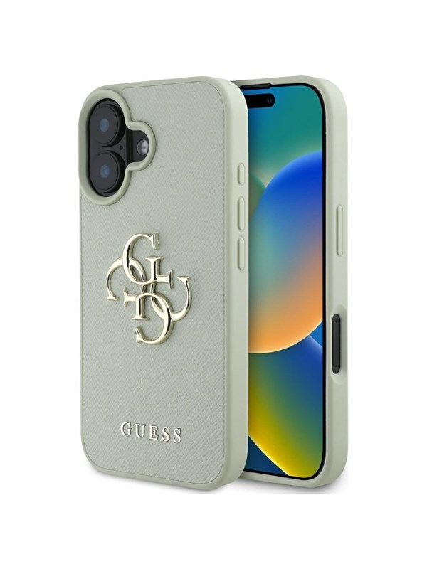 Guess Etui Guess Grained Big 4G Logo Small Classic Logo do iPhone 16 zielony