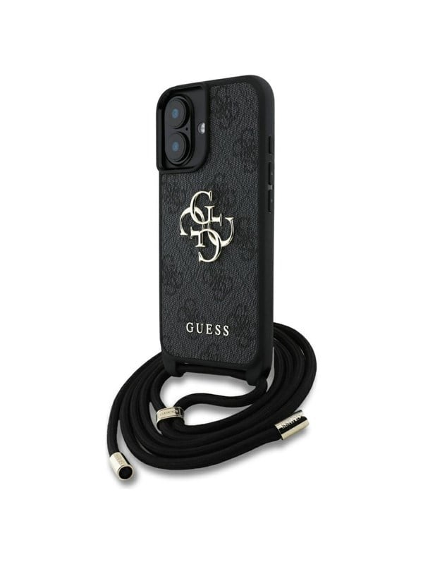 Etui Guess 4G Big Logo Cord Stap Crossbody do iPhone 16 czarny