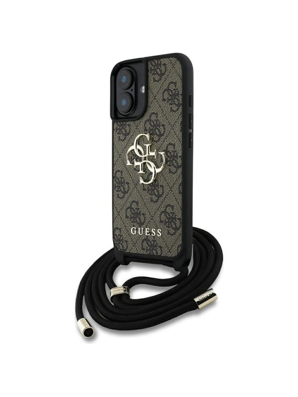 Guess Etui Guess 4G Big Logo Cord Stap Crossbody do iPhone 16 Plus brazowy