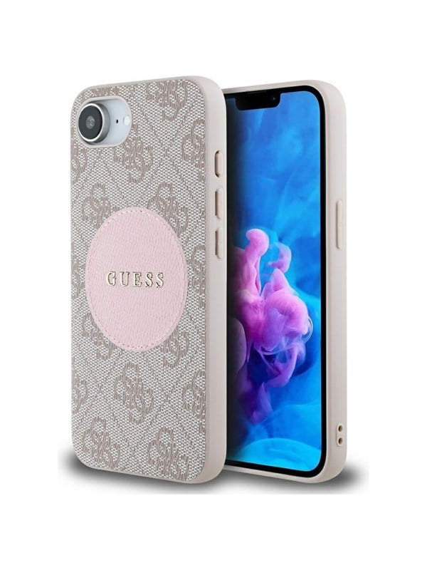 Guess Case Guess 4G Circle Classic Logo MagSafe for iPhone 16e pink