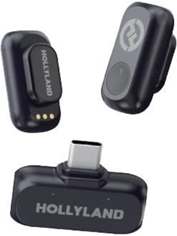 Hollyland LARK A1 Mini Duo Mikrofon - USB-C Modtager, 200m Rækkevidde - Grå