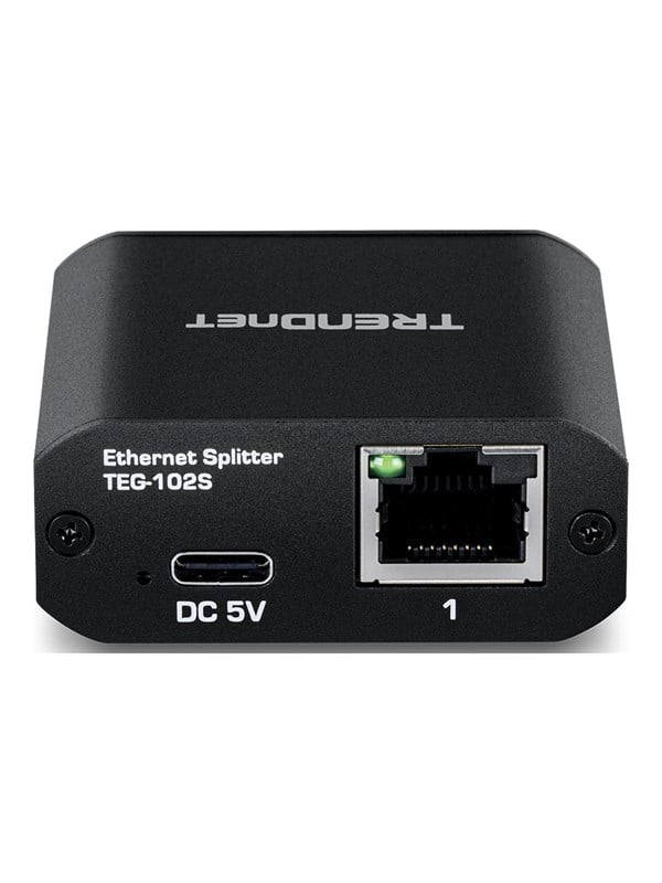 TRENDnet TEG-102S - Version v1.0R - PoE splitter - with USB-C power - TAA Compliant Strømforsyning - 80 Plus
