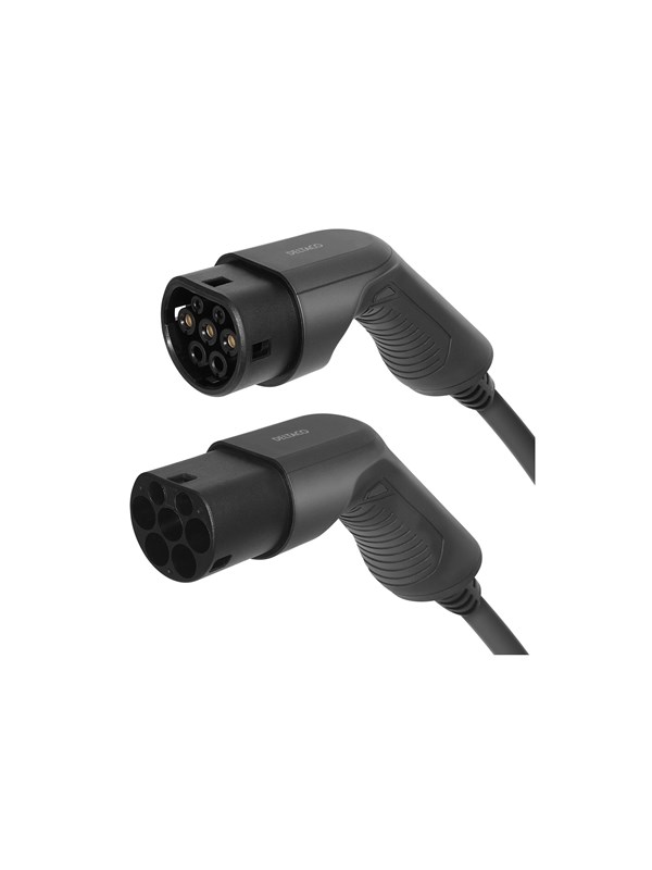 Deltaco E-Charge ladekabel til elbil, 5 meter, type 2, 1-faset, 32A, 7,6 kW, 10 meter