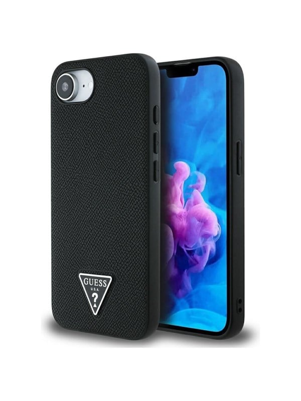 Guess Case Guess Grained Triangle MagSafe for iPhone 16e black