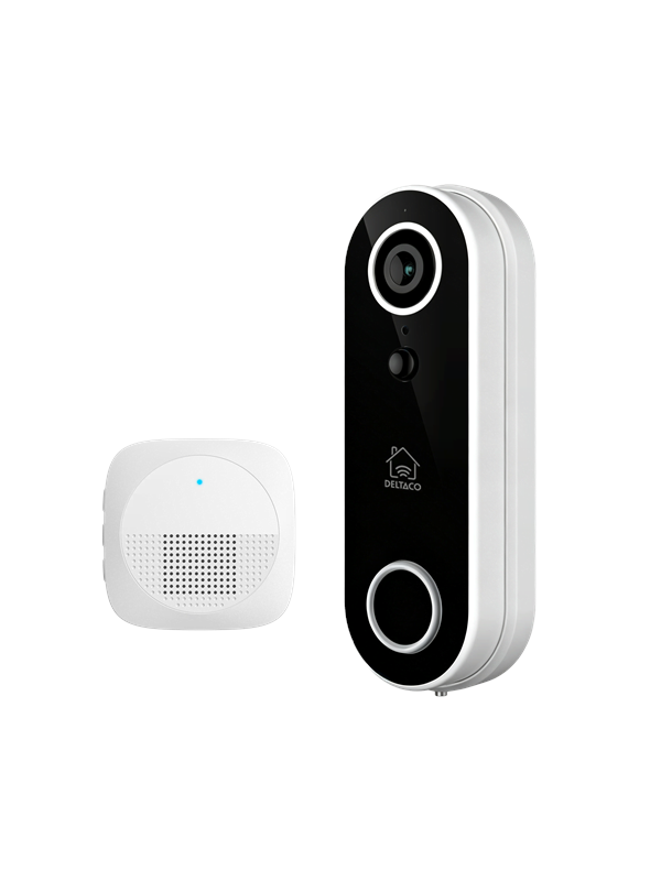 Deltaco SMART HOME dørklokkekamera, chime inkluderet, 4MP, WiFi, hvid