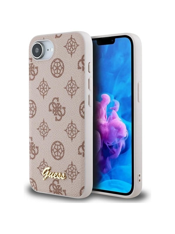 Etui Guess Peony Script Logo MagSafe doiPhone 16e brazowy