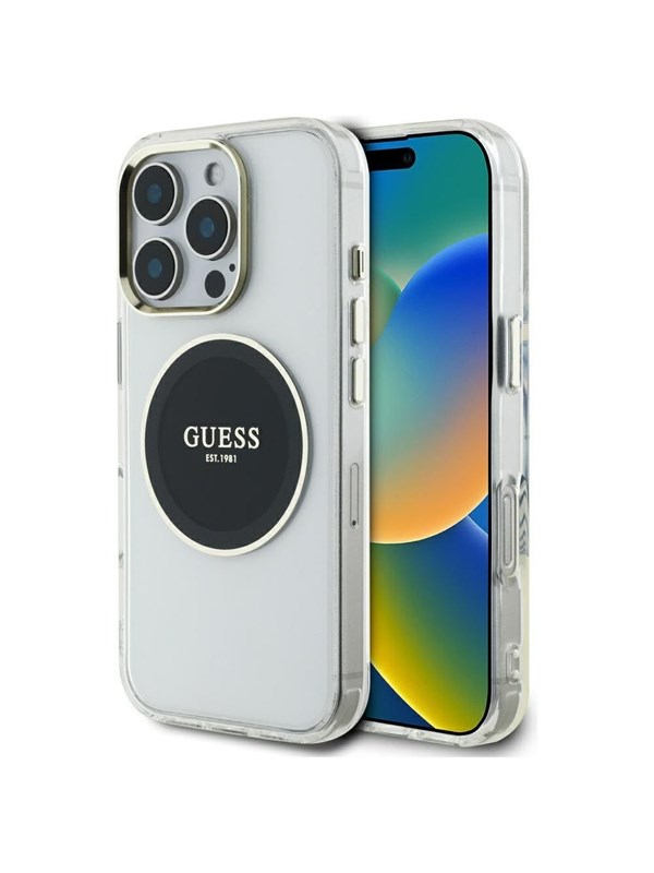 Guess Case Guess IML Metal Colored Circle Classic Logo MagSafe for iPhone 16 Pro Max black