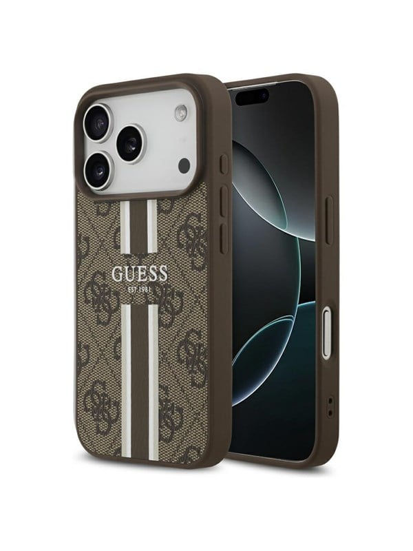GUESS 4G Printed Stripes MagSafe case for iPhone 17 Pro - brown