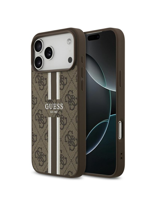 GUESS 4G Printed Stripes MagSafe case for iPhone 17 Pro Max - brown