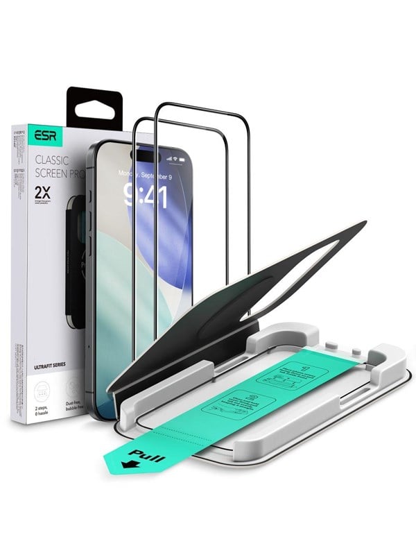 ESR UltraFit Tempered Glass 2-pack for iPhone 17 Pro Max - transparent