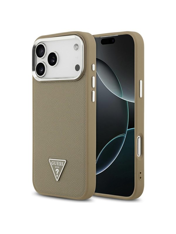 GUESS Grained Triangle Logo MagSafe case for iPhone 17 Pro Max - brown