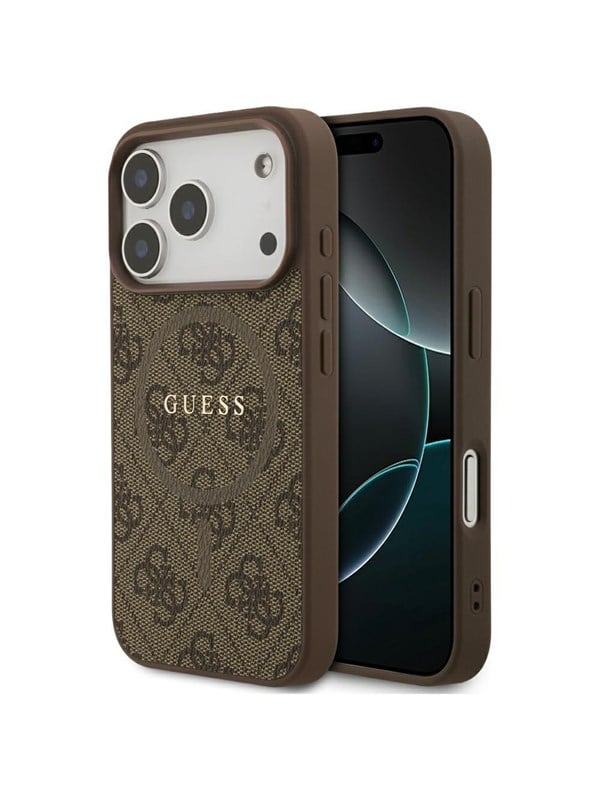 GUESS 4G Ring Classic Logo MagSafe Case for iPhone 17 Pro - Brown