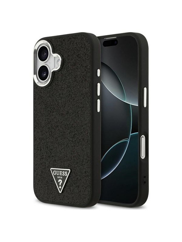 GUESS Glitter Triangle Logo MagSafe Case for iPhone 17 - Black