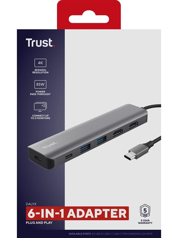 Trust Dalyx Ledningsført USB 3.2 Gen 1 (3.1 Gen 1) Type-C Grå